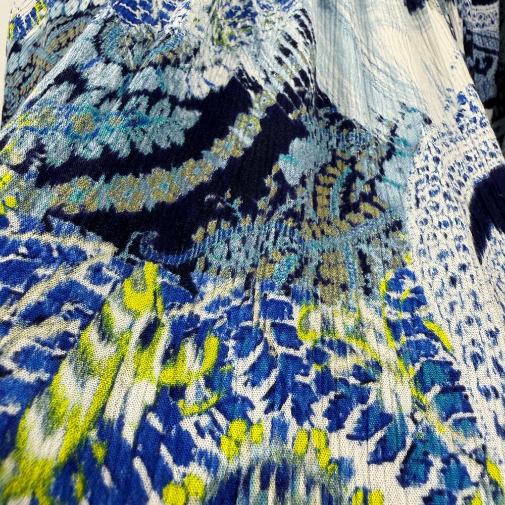 Desigual Off Shoulder Top Size XL Long Sleeves Blue Paisley Mediterranean Resort - Picture 9 of 14